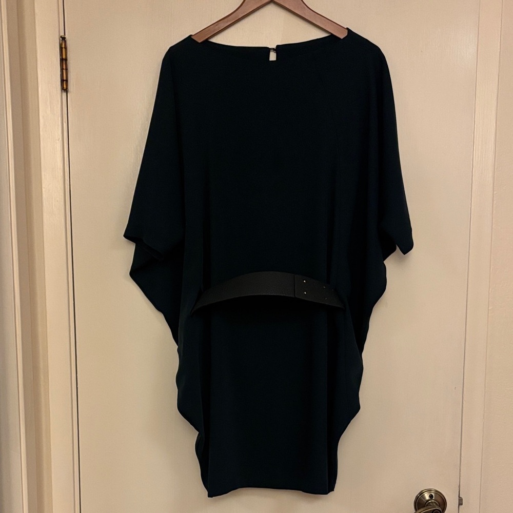 Elegant Forest Green Dress with Belt